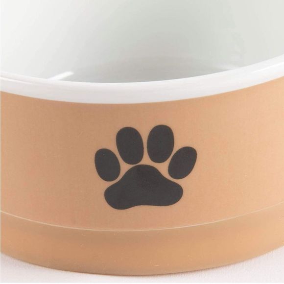 NIB!! Bone Dry Ceramic Pet Collection, Small Bowl Set, Paw 2 Count, Taupe/Black - Picture 3 of 8
